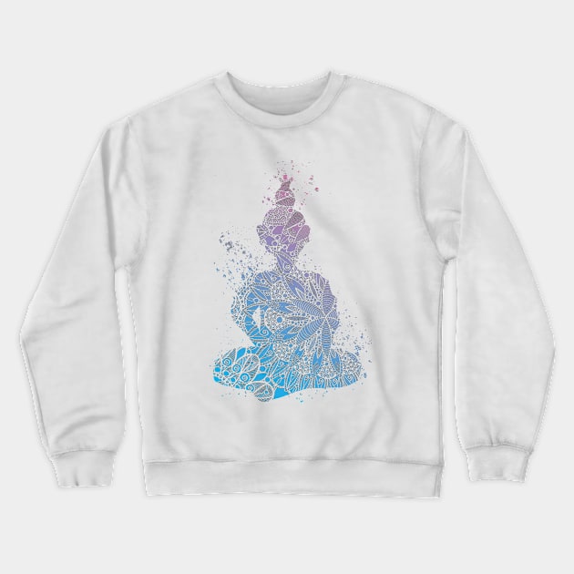 Blue Mandala Buddha Crewneck Sweatshirt by ZeichenbloQ